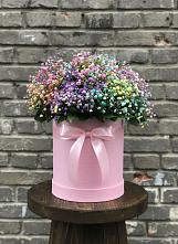 Цветочная композиция из Гипсофила и Розы в шляпной коробке в Левокумке