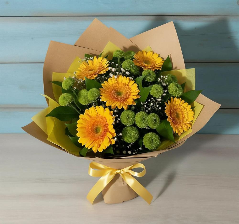 Букет цветов из: Герберы и Хризантемы в Левокумке