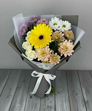 Букет цветов из:  Розы, Герберы и Хризантемы #REPLACE_PRED# Левокумке