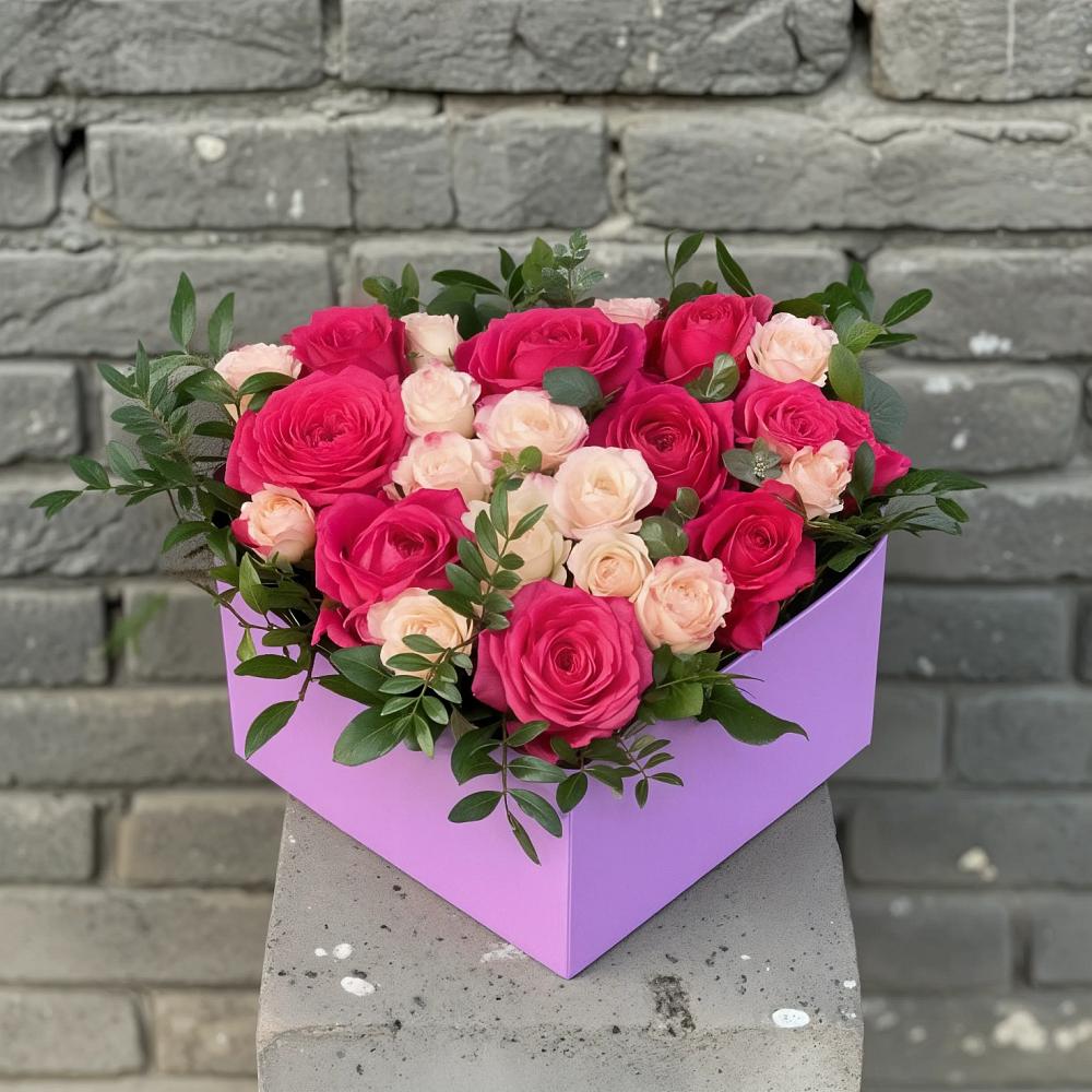 Цветочная композиция из Розы в коробке в Левокумке