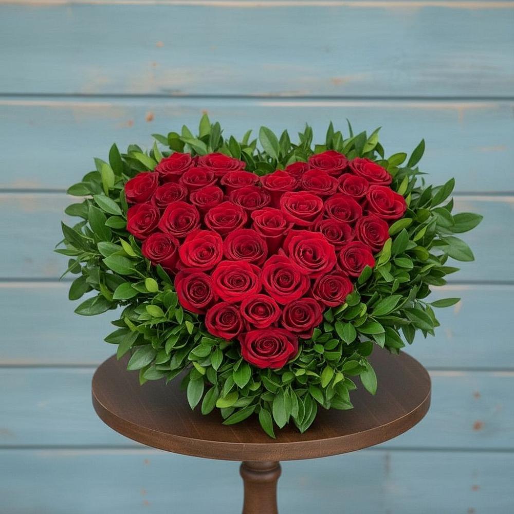 Цветочная композиция из Розы в виде сердца в Левокумке